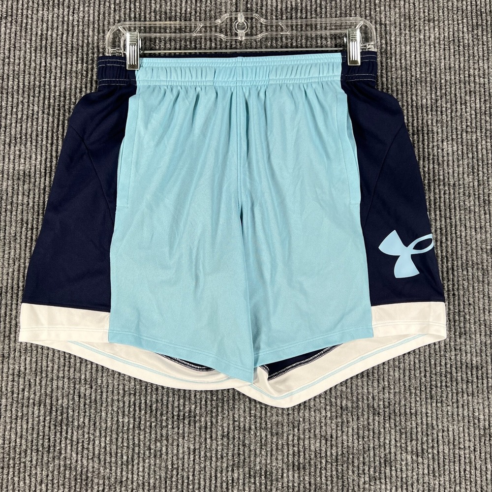 Under Armour Shorts Womens Small Blue Loose Fit Casual Active Baseline 6" New